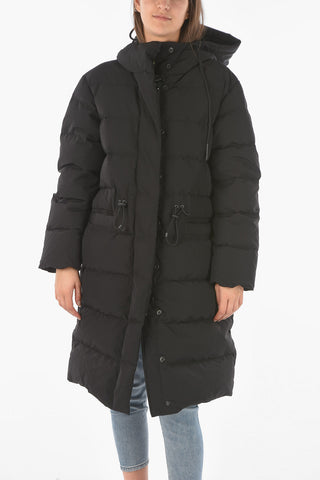 Hidden Closure Hooded W-CELIE Maxi Down Jacket