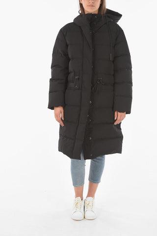 Hidden Closure Hooded W-CELIE Maxi Down Jacket