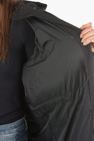 Hidden Closure Hooded W-CELIE Maxi Down Jacket