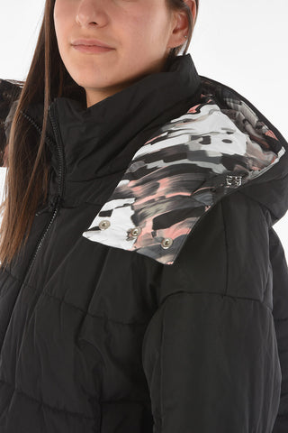 logo printed padded jacket with removable hood