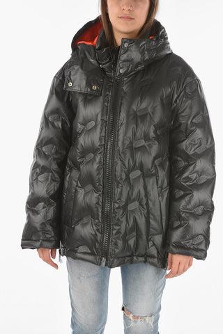 All Over Logo W-ANAIS-EMB Down Jacket with Maxi Zip
