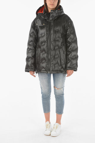 All Over Logo W-ANAIS-EMB Down Jacket with Maxi Zip