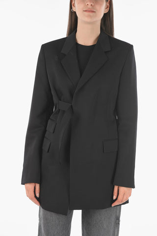 MM1 Stretched Fabric Blazer with Self-tie Belt