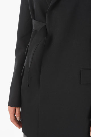 MM1 Stretched Fabric Blazer with Self-tie Belt