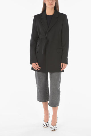 MM1 Stretched Fabric Blazer with Self-tie Belt