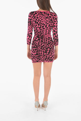 Animal Patterned Knitted Mini Bodycon Dress