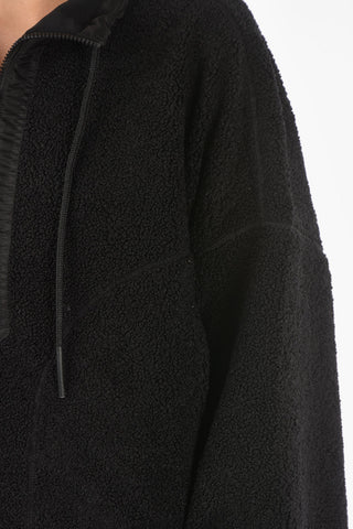 Furred F-CROPTED Sweatshirt with Asymmetrical Half-zip