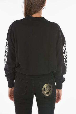 Oversized Crew-Neck Sweater with Animal-Printed