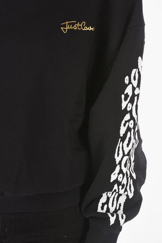 Oversized Crew-Neck Sweater with Animal-Printed