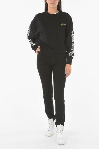 Oversized Crew-Neck Sweater with Animal-Printed