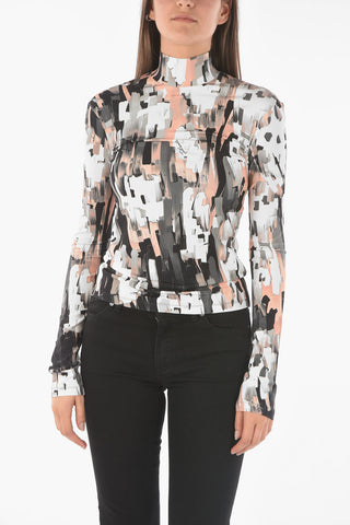 printed turtle-neck sweater