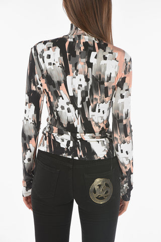 printed turtle-neck sweater