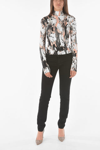 printed turtle-neck sweater