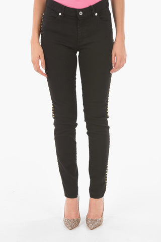 Dark Wash Slim Fit Jeans with Golden Studs