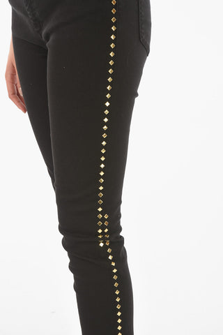 Dark Wash Slim Fit Jeans with Golden Studs