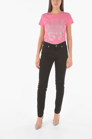 Dark Wash Slim Fit Jeans with Golden Studs