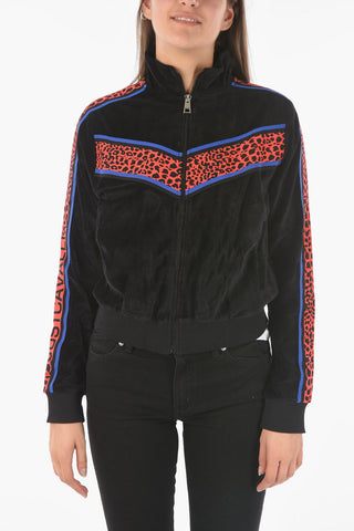 Felpa In Velluto con Bande in Animalier