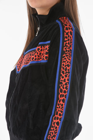Felpa In Velluto con Bande in Animalier