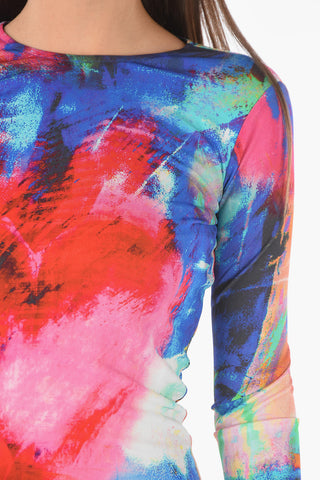 Tie Dye Effect Bodycon Dress with Long Sleeve