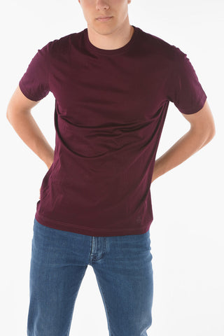 Crew Neck Embroidered Logo Cotton T-Shirt