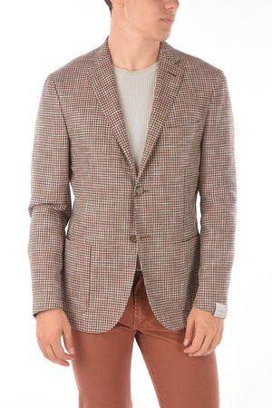 Blazer GATE in Pied de Poule in Lino e Lana Vergine 