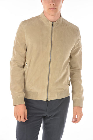 ID Suede Leather MET SUE 05 Bomber with Ribbed Hems