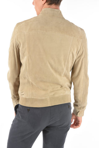 ID Suede Leather MET SUE 05 Bomber with Ribbed Hems
