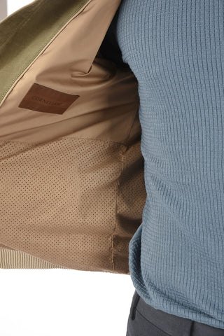 ID Suede Leather MET SUE 05 Bomber with Ribbed Hems