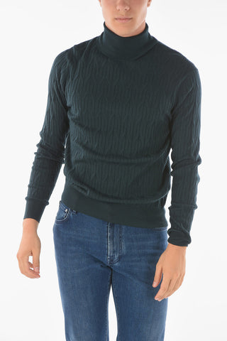 Turtleneck Aran Virgin Wool Sweater