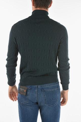 Turtleneck Aran Virgin Wool Sweater