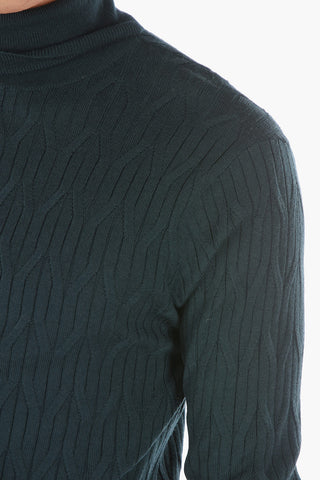 Turtleneck Aran Virgin Wool Sweater