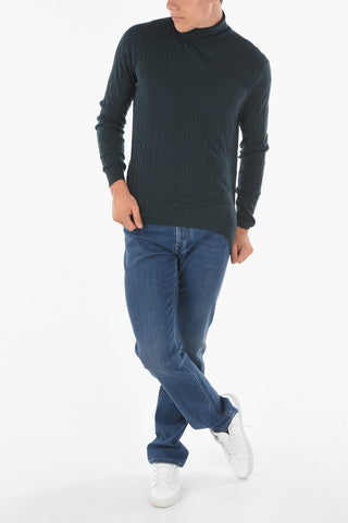 Turtleneck Aran Virgin Wool Sweater
