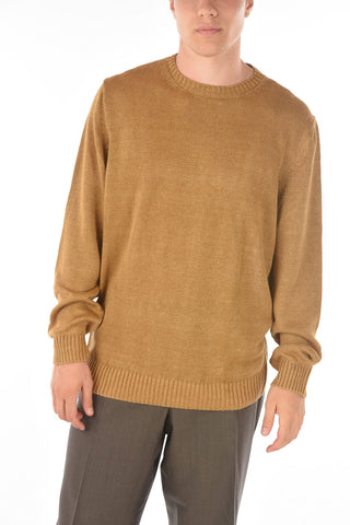 ID Crew Neck Ribbed Edge Flax Sweater
