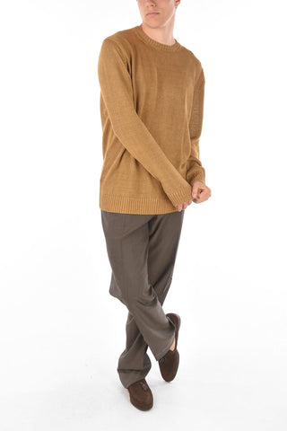 ID Crew Neck Ribbed Edge Flax Sweater