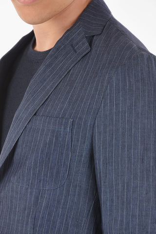 CC COLLECTION Flax Pinstriped EDWEL A Blazer with Notch Lapel