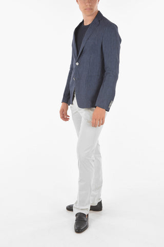 CC COLLECTION Flax Pinstriped EDWEL A Blazer with Notch Lapel