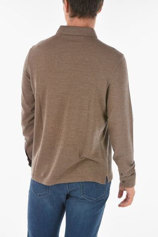 Polo Neck Honeycomb Cotton Blend Sweater