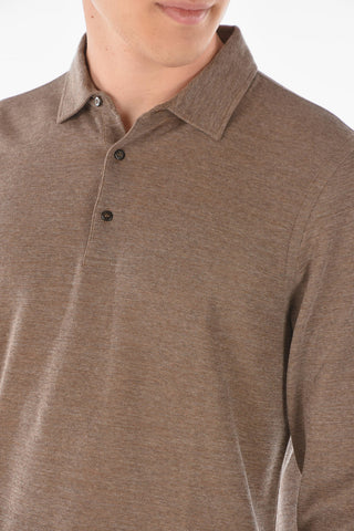Polo Neck Honeycomb Cotton Blend Sweater