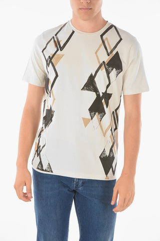 Crew Neck Printed Stretch Cotton T-Shirt
