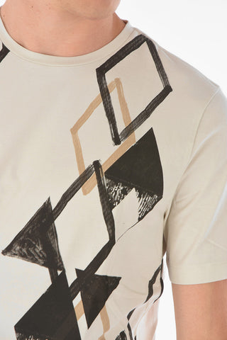 Crew Neck Printed Stretch Cotton T-Shirt