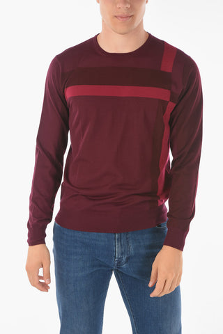 Crew Neck Two Tone Virgin Wool Sweater