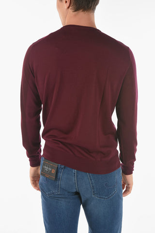 Crew Neck Two Tone Virgin Wool Sweater
