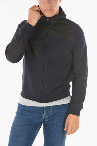 Felpa in Cotone con Cappuccio e Dettagli in Nylon
