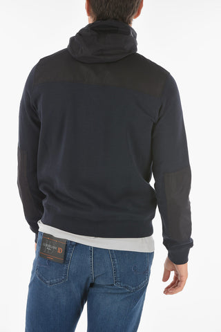 Felpa in Cotone con Cappuccio e Dettagli in Nylon