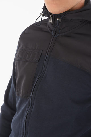 Felpa in Cotone con Cappuccio e Dettagli in Nylon