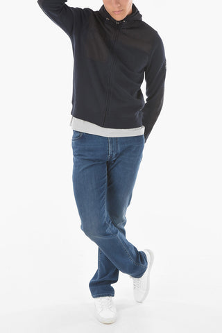 Felpa in Cotone con Cappuccio e Dettagli in Nylon