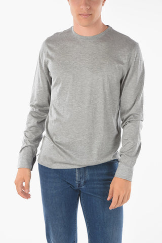 T-Shirt a Maniche Lunghe in Misto Seta