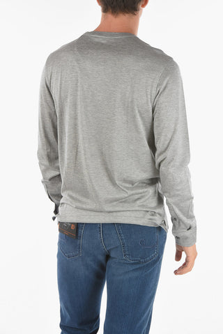 T-Shirt a Maniche Lunghe in Misto Seta