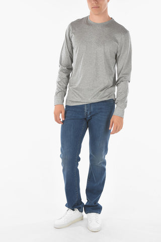 T-Shirt a Maniche Lunghe in Misto Seta