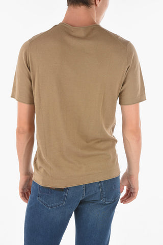 Crew Neck Short-sleeved Cashmere Blend Sweater